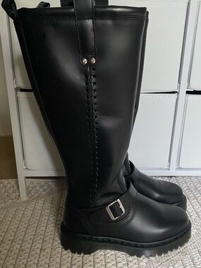 Dr Martens Anistone Knee-High Leather Buckle Boots